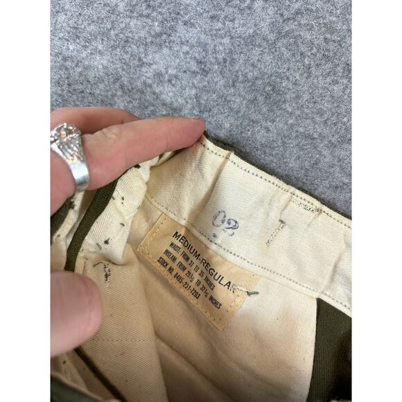 VINTAGE US Army Field Pants Mens Medium Green Straight Wool Military Trousers - Picture 5 of 7